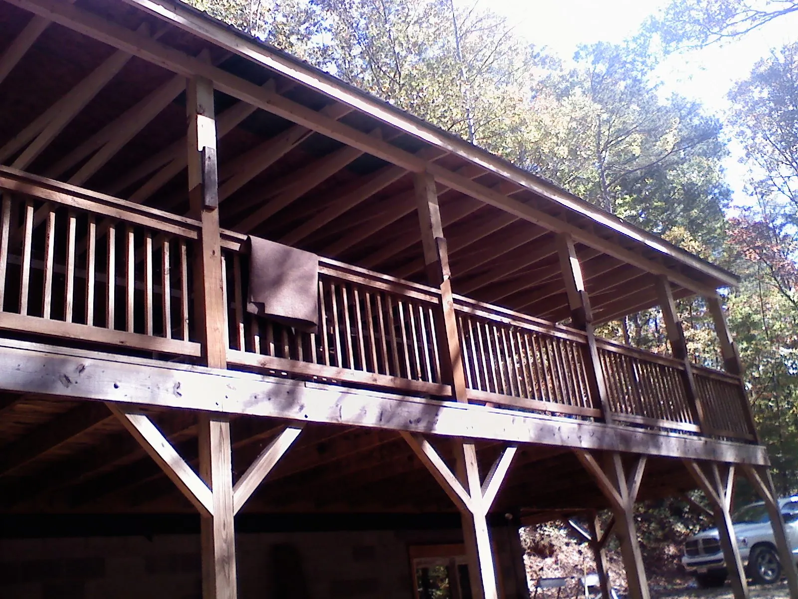 Timber framing under a new elevated porch and deck — Roof Leak Repair in New Trenton by Roofing Brothers